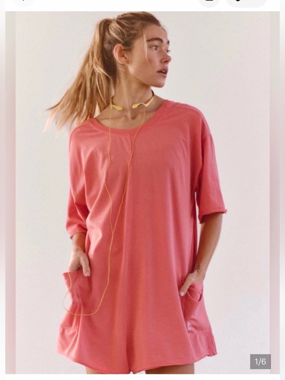 NWOT FP Movement by Free People Coral/Pink Romper size M
